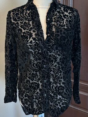 Ralph Lauren Denim & Supply Velvet Burnout Button Up Blouse Size XS